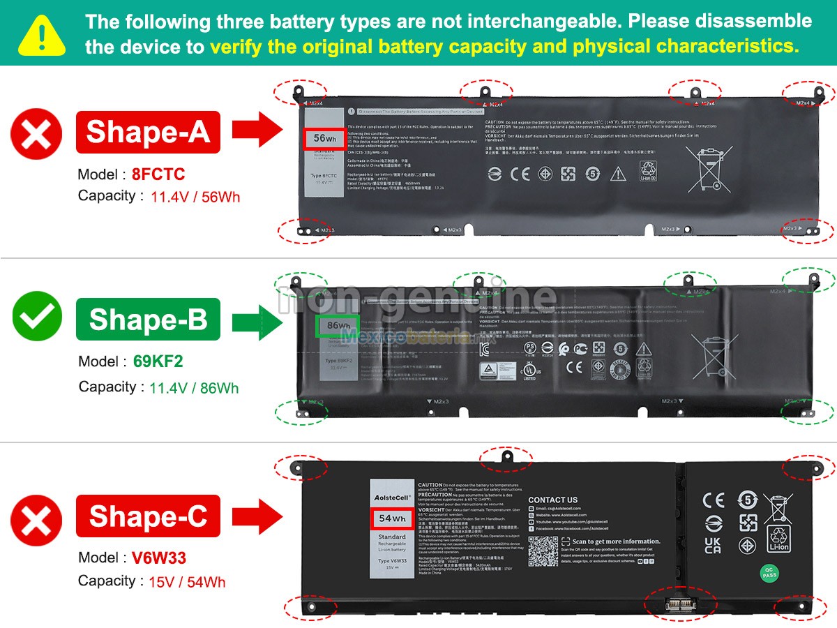 batería para Dell P106F