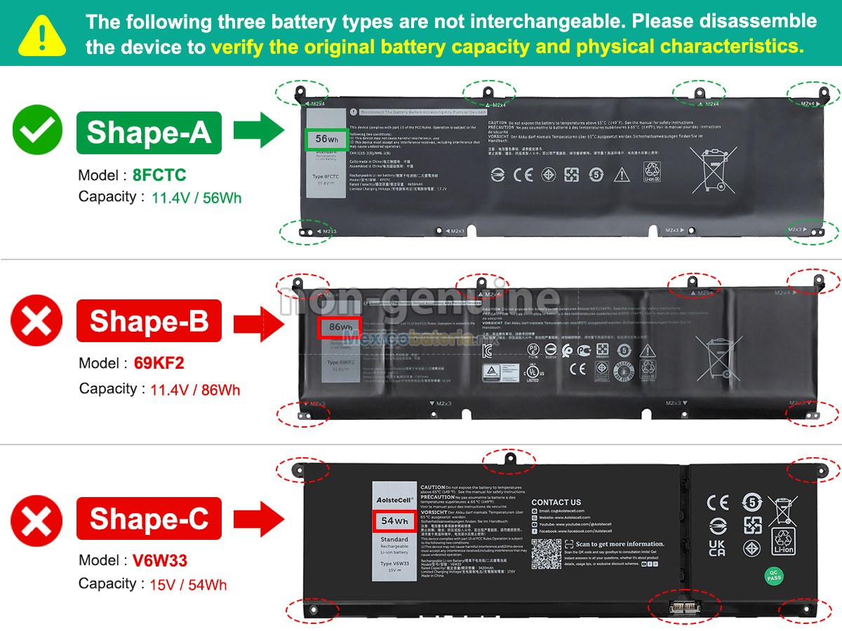 batería para Dell P106F