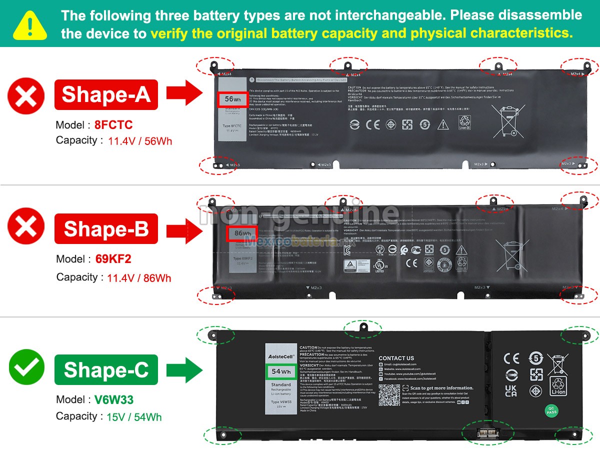 batería para Dell P106F